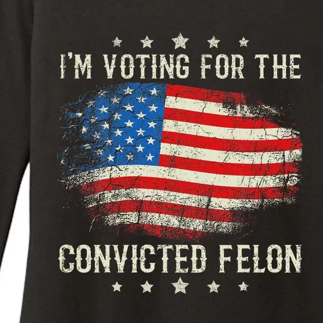 Retro American Flag Voting Convicted Felon Womens CVC Long Sleeve Shirt