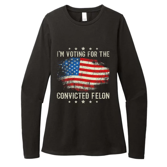 Retro American Flag Voting Convicted Felon Womens CVC Long Sleeve Shirt