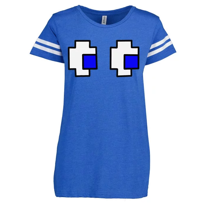 Retro Arcade Game Ghost Eyes Enza Ladies Jersey Football T-Shirt