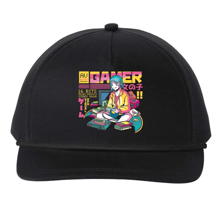 Retro Anime Gamer Girl Classic Snapback Five-Panel Rope Hat