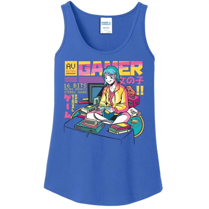 Retro Anime Gamer Girl Classic Ladies Essential Tank