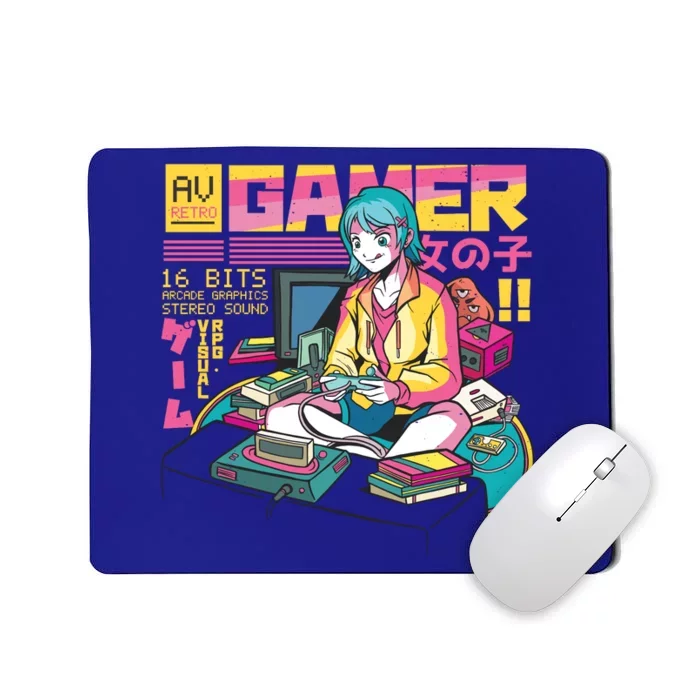 Retro Anime Gamer Girl Classic Mousepad