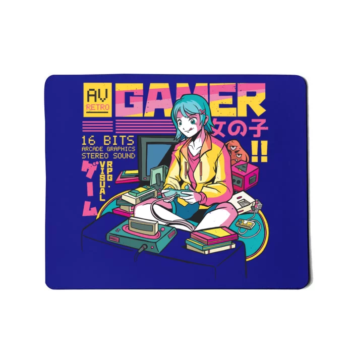 Retro Anime Gamer Girl Classic Mousepad