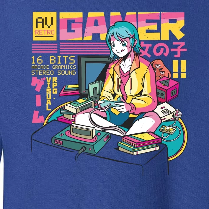 Retro Anime Gamer Girl Classic Toddler Sweatshirt