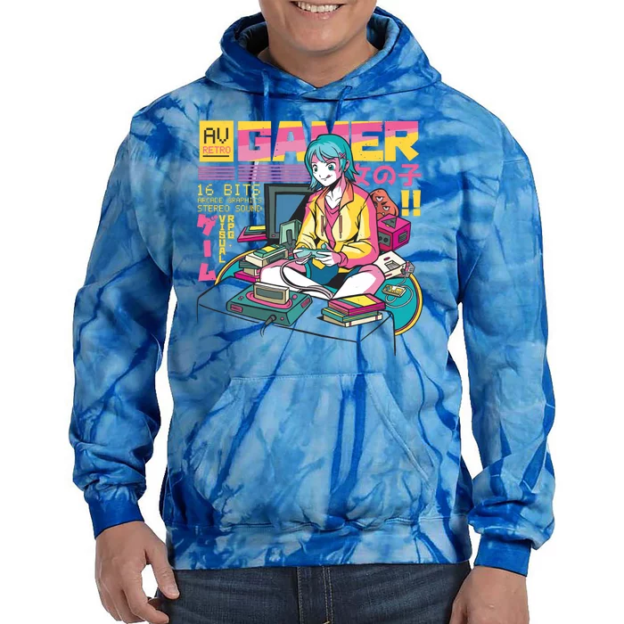 Retro Anime Gamer Girl Classic Tie Dye Hoodie