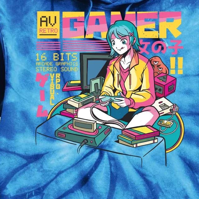 Retro Anime Gamer Girl Classic Tie Dye Hoodie