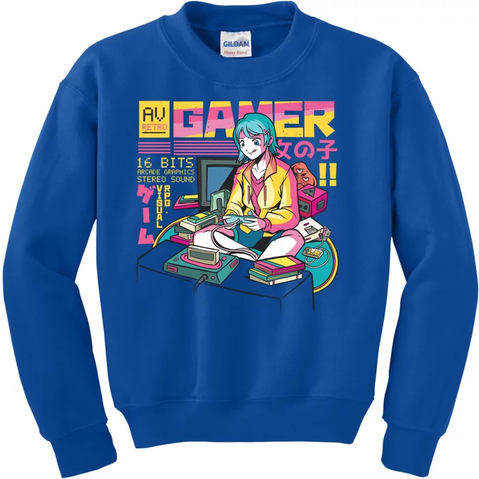 Retro Anime Gamer Girl Classic Kids Sweatshirt