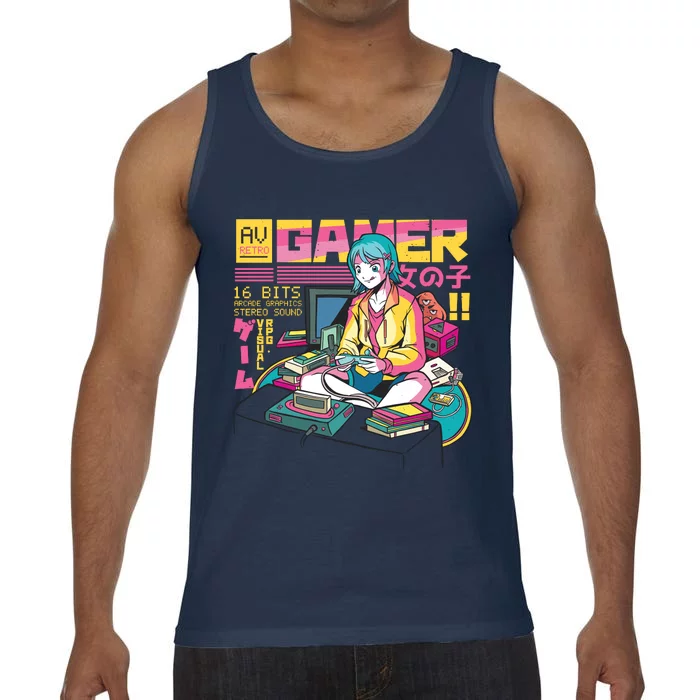 Retro Anime Gamer Girl Classic Comfort Colors® Tank Top