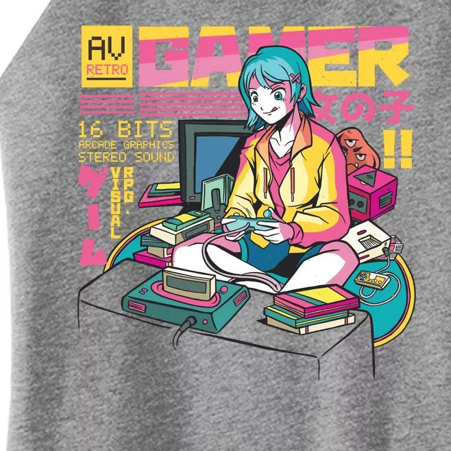 Retro Anime Gamer Girl Classic Women’s Perfect Tri Rocker Tank