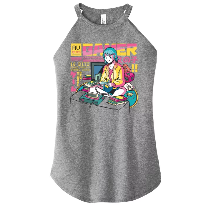 Retro Anime Gamer Girl Classic Women’s Perfect Tri Rocker Tank