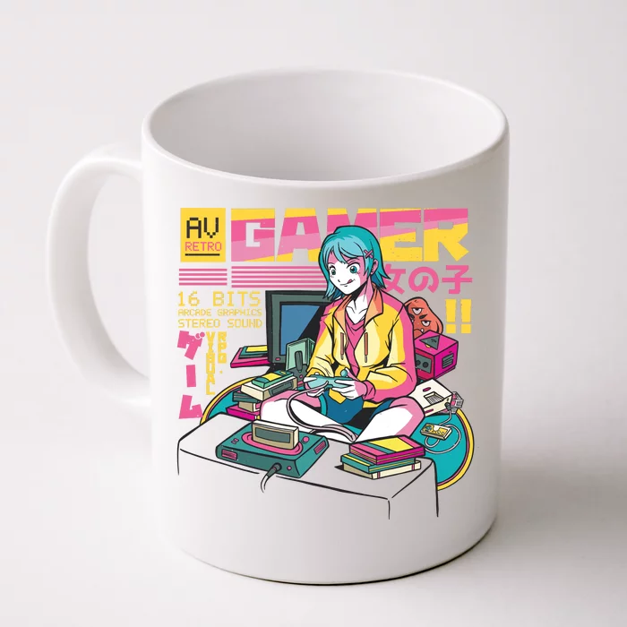 Retro Anime Gamer Girl Classic Front & Back Coffee Mug