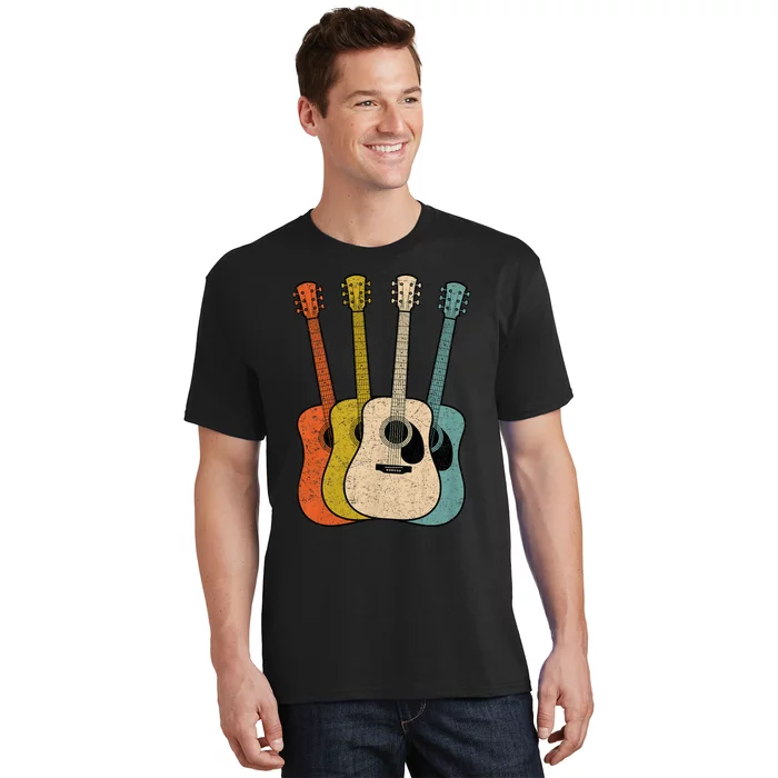 Retro Acoustic Guitar Vintage Guitarist Cool Music Graphic T-Shirt