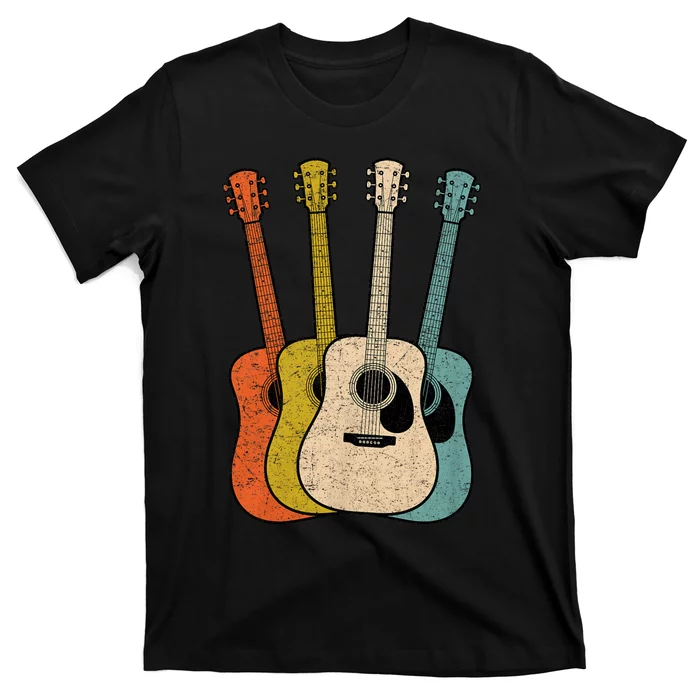 Retro Acoustic Guitar Vintage Guitarist Cool Music Graphic T-Shirt