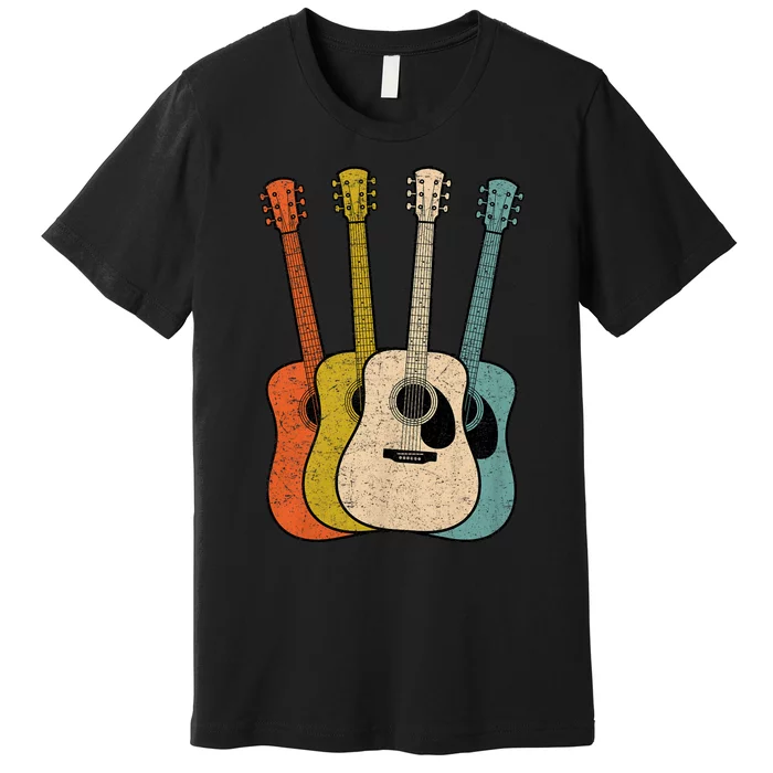 Retro Acoustic Guitar Vintage Guitarist Cool Music Graphic Premium T-Shirt