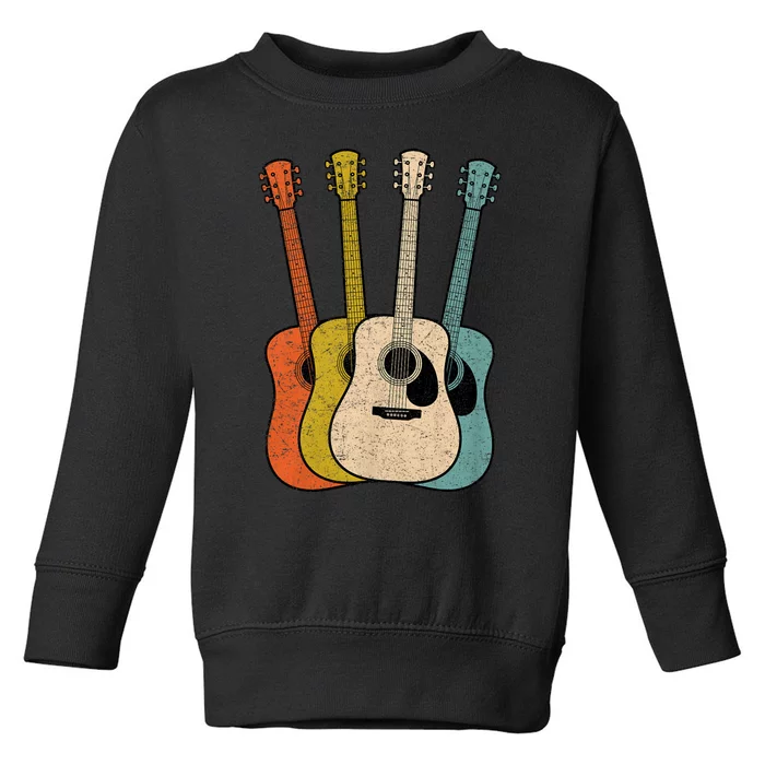 Retro Acoustic Guitar Vintage Guitarist Cool Music Graphic Toddler Sweatshirt