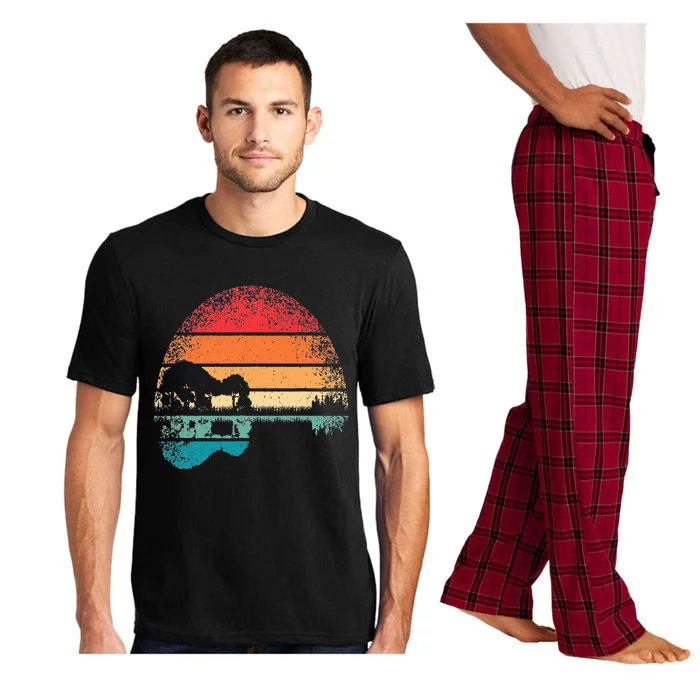 Retro Acoustic Guitar Lake Sunset Guitarist Music Lover Pajama Set