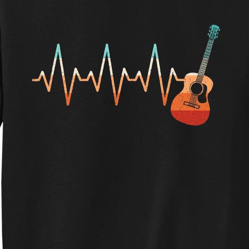 Retro Acoustic Guitar Heartbeat Guitarist Country Music Rock Sweatshirt