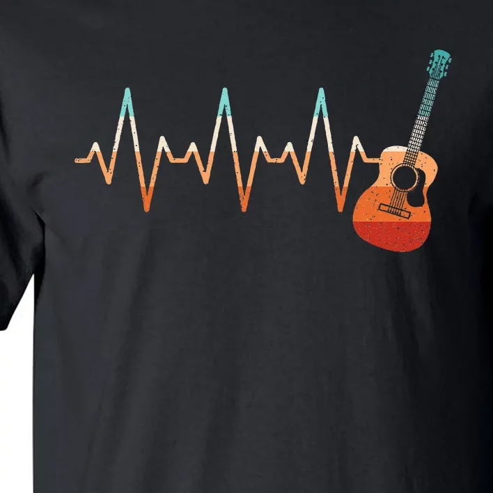 Retro Acoustic Guitar Heartbeat Guitarist Country Music Rock Tall T-Shirt