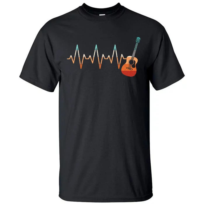 Retro Acoustic Guitar Heartbeat Guitarist Country Music Rock Tall T-Shirt