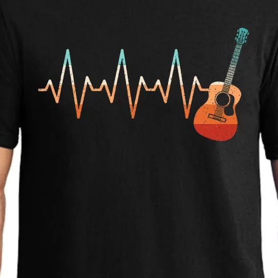 Retro Acoustic Guitar Heartbeat Guitarist Country Music Rock Pajama Set