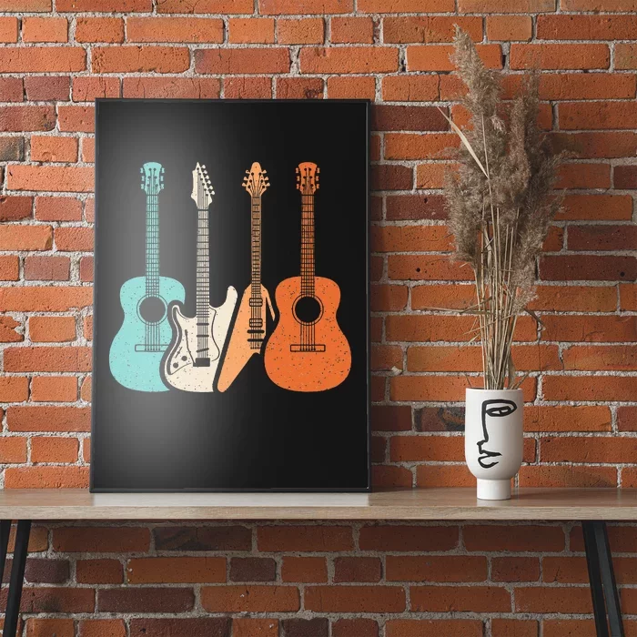 Retro Acoustic Guitar Electric Guitar Guitarist Music Rock Poster