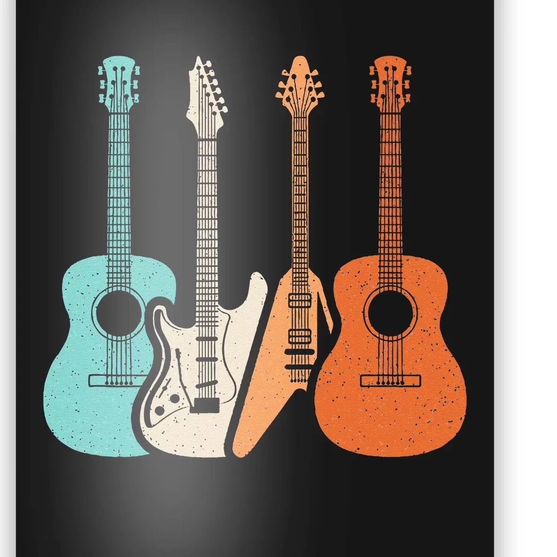 Retro Acoustic Guitar Electric Guitar Guitarist Music Rock Poster