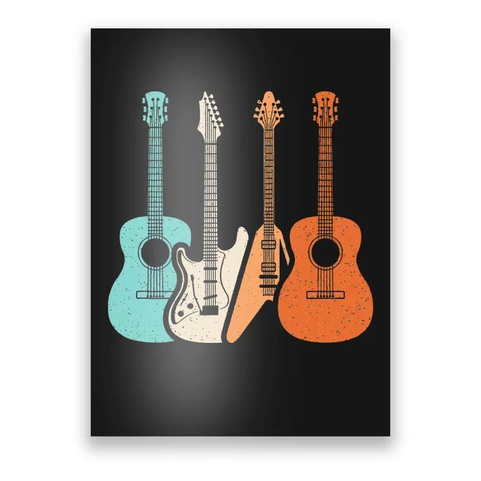 Retro Acoustic Guitar Electric Guitar Guitarist Music Rock Poster