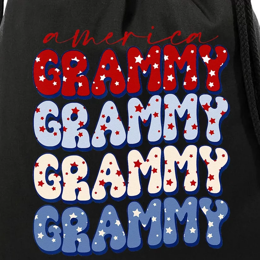 Retro American Grammy American Flag Cute 4th Of July Drawstring Bag