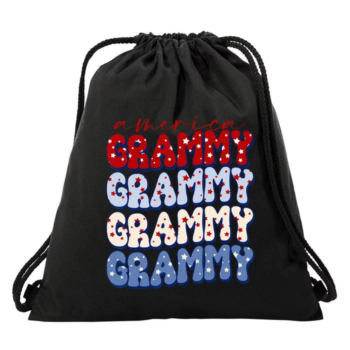 Retro American Grammy American Flag Cute 4th Of July Drawstring Bag