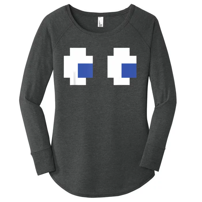 Retro Arcade Game Ghost Eyes Halloween Group Costume Women's Perfect Tri Tunic Long Sleeve Shirt