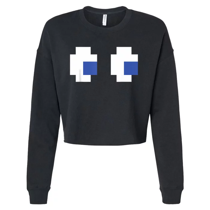 Retro Arcade Game Ghost Eyes Halloween Group Costume Cropped Pullover Crew