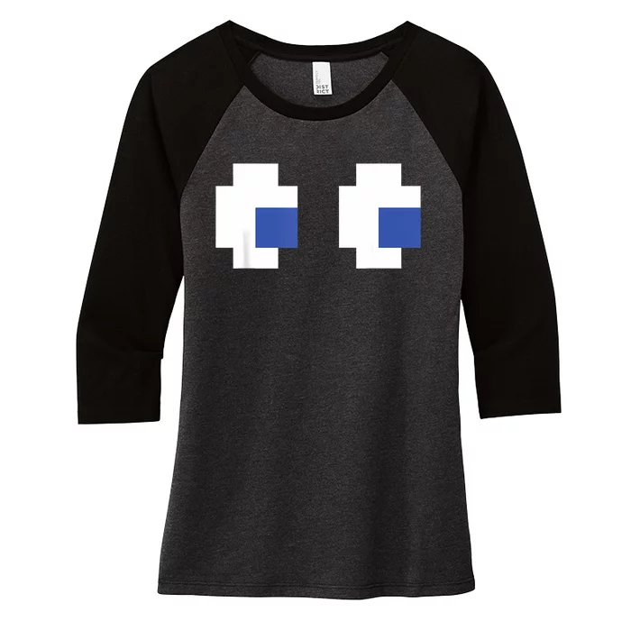 Retro Arcade Game Ghost Eyes Halloween Group Costume Women's Tri-Blend 3/4-Sleeve Raglan Shirt