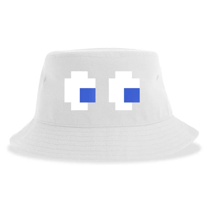 Retro Arcade Game Ghost Eyes 80s Halloween Group Costume Sustainable Bucket Hat