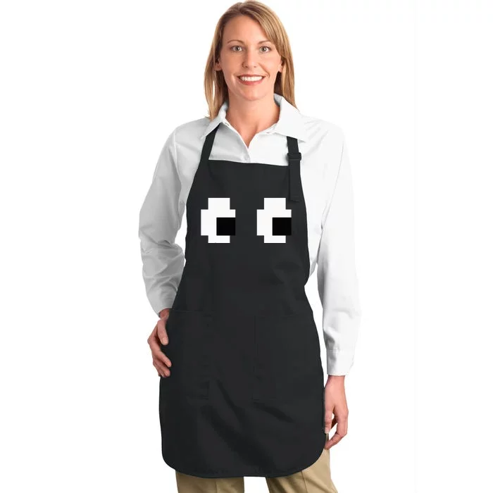 Retro Arcade Game Ghost Eyes Halloween Group Costume Full-Length Apron With Pocket