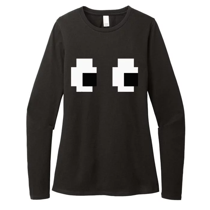 Retro Arcade Game Ghost Eyes Halloween Group Costume Womens CVC Long Sleeve Shirt