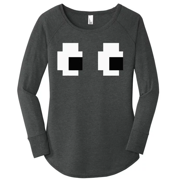 Retro Arcade Game Ghost Eyes Halloween Group Costume Women's Perfect Tri Tunic Long Sleeve Shirt