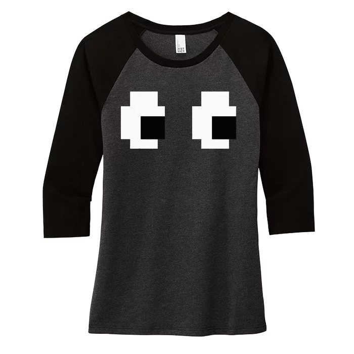 Retro Arcade Game Ghost Eyes Halloween Group Costume Women's Tri-Blend 3/4-Sleeve Raglan Shirt