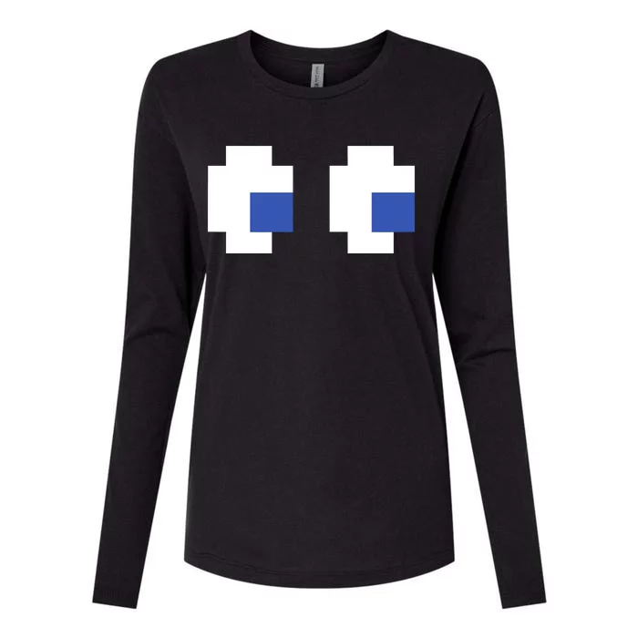 Retro Arcade Game Ghost Eyes 80s Halloween Group Costume Womens Cotton Relaxed Long Sleeve T-Shirt