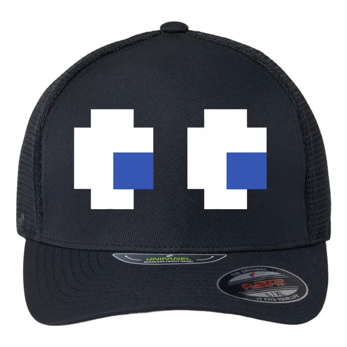 Retro Arcade Game Ghost Eyes 80s Halloween Group Costume Flexfit Unipanel Trucker Cap