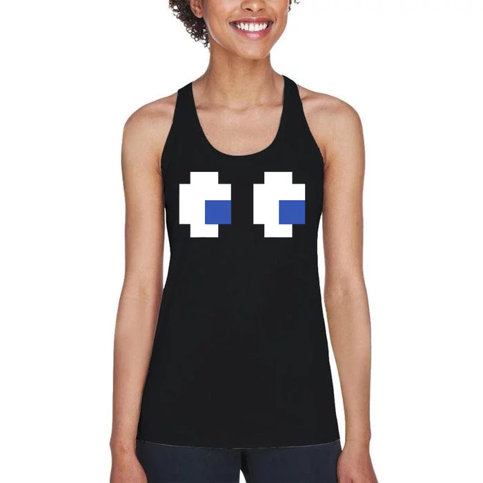 Retro Arcade Game Ghost Eyes 80s Halloween Group Costume Women's Racerback Tank