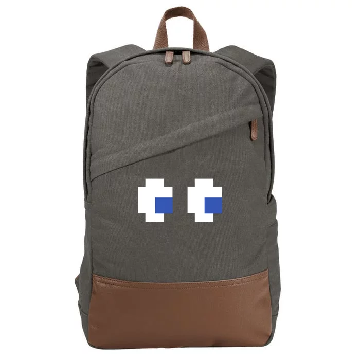 Retro Arcade Game Ghost Eyes 80s Halloween Group Costume Cotton Canvas Backpack