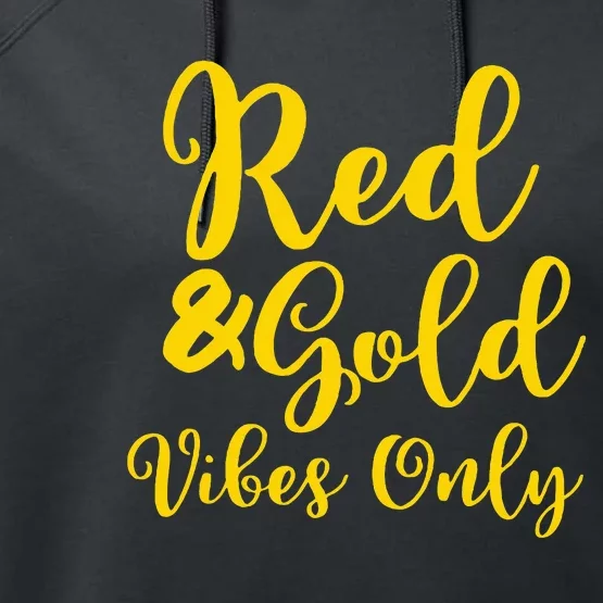 Red And Gold Game Day Group For High School Football Performance Fleece Hoodie