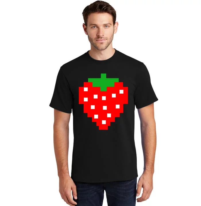 Retro Arcade Game Pixel Strawberry 80s Halloween Costume Tall T-Shirt