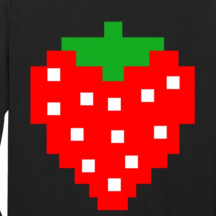 Retro Arcade Game Pixel Strawberry 80s Halloween Costume Tall Long Sleeve T-Shirt