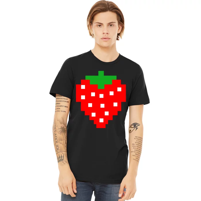 Retro Arcade Game Pixel Strawberry 80s Halloween Costume Premium T-Shirt