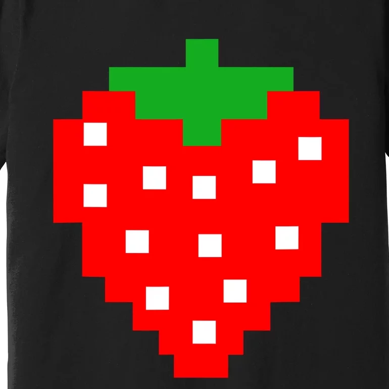 Retro Arcade Game Pixel Strawberry 80s Halloween Costume Premium T-Shirt