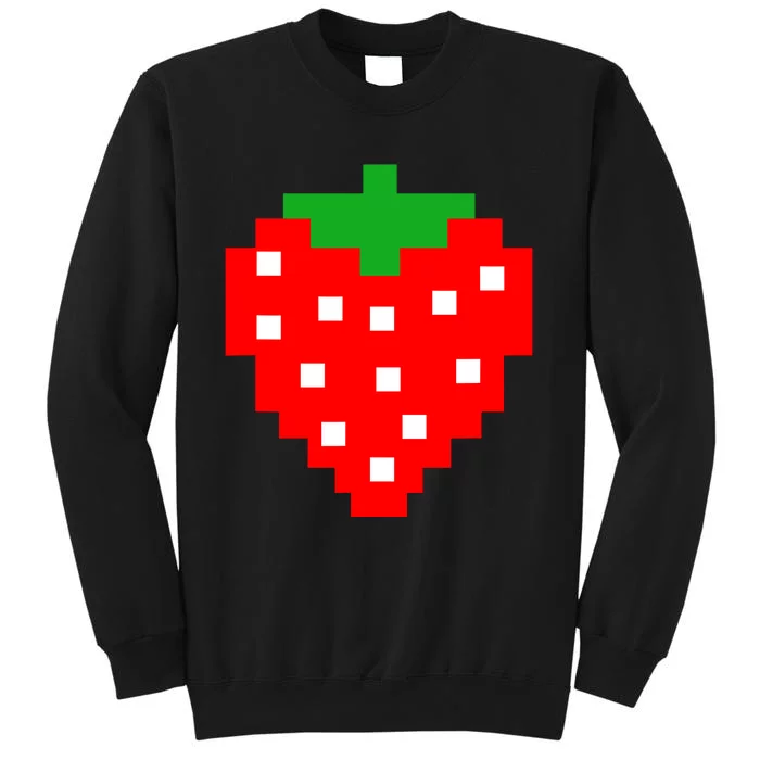 Retro Arcade Game Pixel Strawberry 80s Halloween Costume Tall Sweatshirt