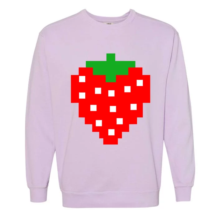 Retro Arcade Game Pixel Strawberry 80s Halloween Costume Garment-Dyed Sweatshirt