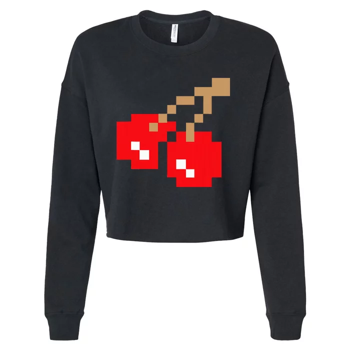 Retro Arcade Game Cherries Cropped Pullover Crew