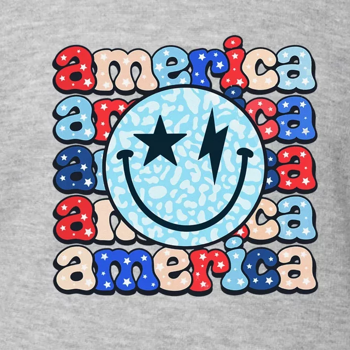 Retro America Groovy Smile 4th Of July Patriotic Fun Toddler Sweatshirt